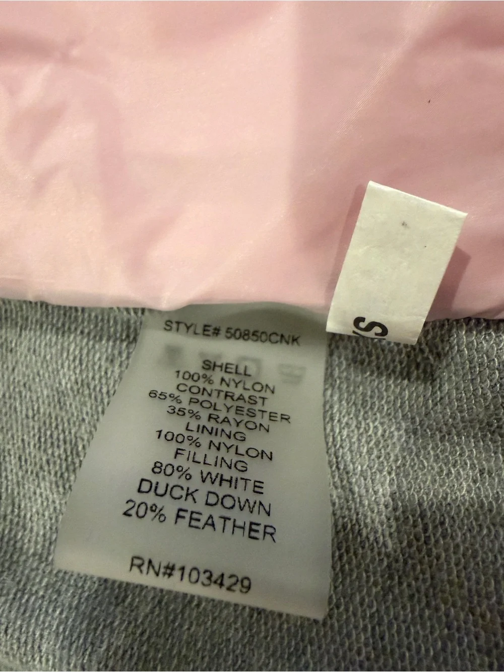 MY ANORAK Light Pink and Grey Puffer Jacket